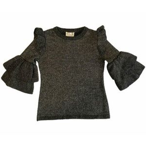 Joyfolie 3t Black shimmery bell-sleeve sweater